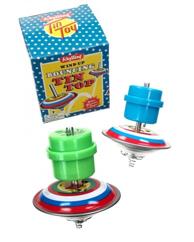 Windup Bouncing Tin Toy Top
