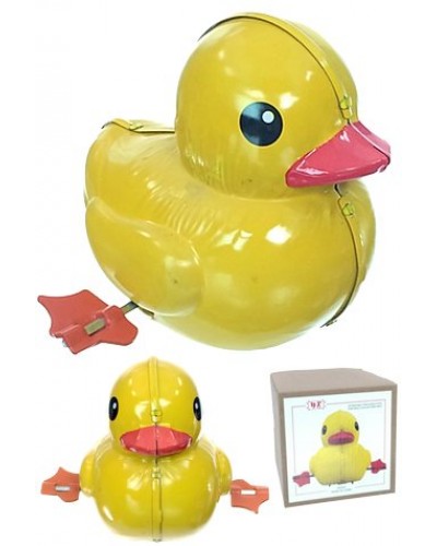 Yellow Ducky Spinning Wind Up Tin Toy