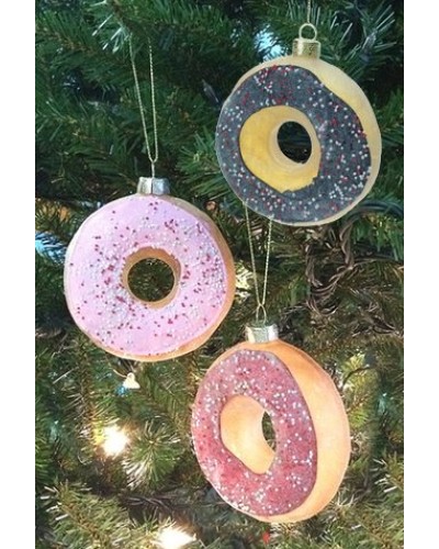 Glazed Donut Christmas Ornament Glass