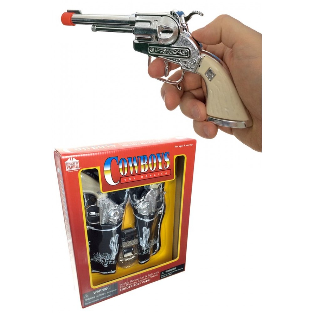 Cowboys Six Shooter Pistol Holster Paper Roll Cap Toy Gun Replicas By Parris 