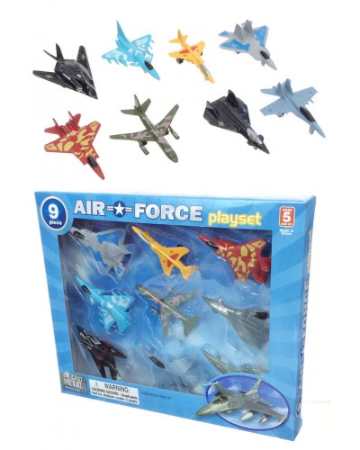 Air Force Playset of 9 Die Cast Aircraft Planes