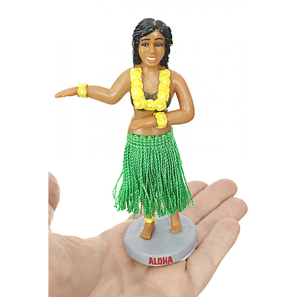 Dashboard Hula Monkey Car Bobblehead Figurine 6 Inches Green Skirt Hawaiian 