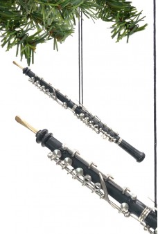 Oboe Christmas Ornament Black Silver