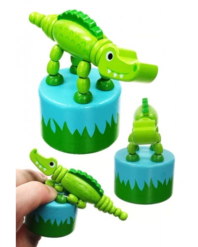 Alligator Ally Wood Push Puppet Thumb Toy
