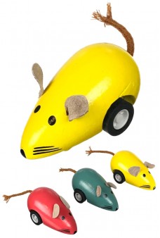 Mouse Racer Wooden Pull Back Mini Car
