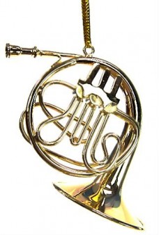 Gold French Horn Metal Ornament