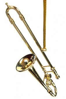 Gold Trombone Metal Ornament