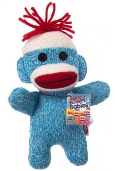 Sock Monkey Baby Soft Blue and White