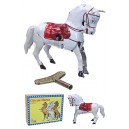 White Circus Horse Tin Toy Performing