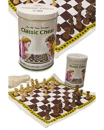Classic Chess Set Fabric Game in Tin