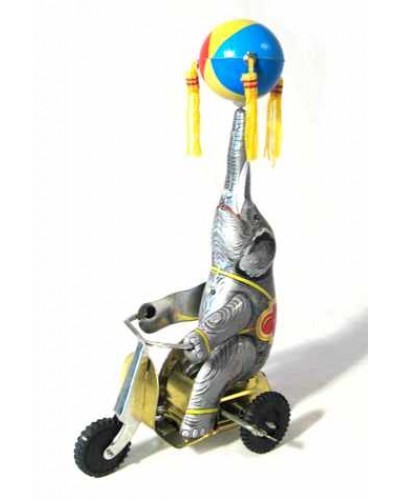Elephant with Ball on Trike Tin Toy