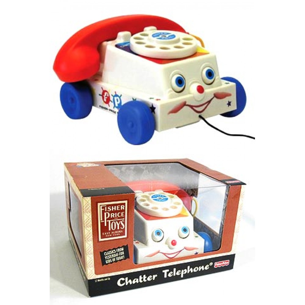 Fisher Price NEW chatter telephone box phone rotary dial ring bell string fun 