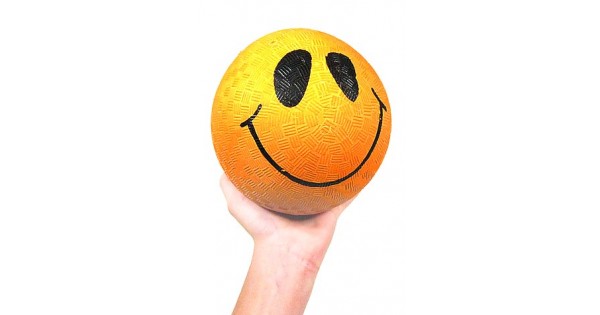 Smiley Face Orange Rubber Ball 5 inch