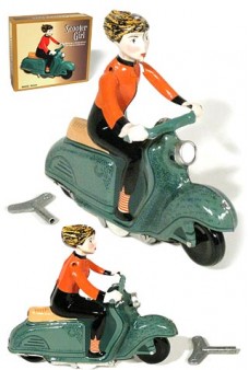 Scooter Girl Green and Orange Wind Up