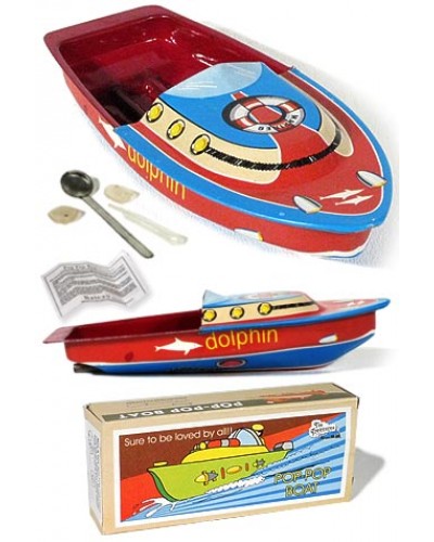 Dolphin Pop Pop Boat Colorful Tin 