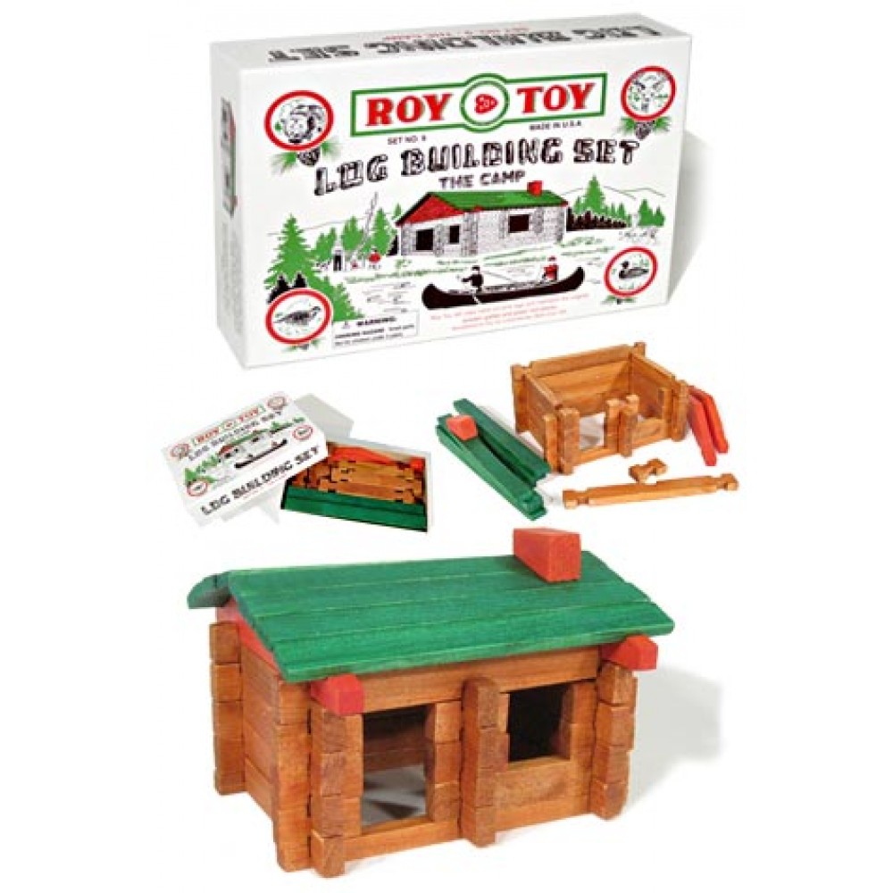 NEW Roy Toy Log Building Set #11 The Farm Hand Cut Pine Logs 
