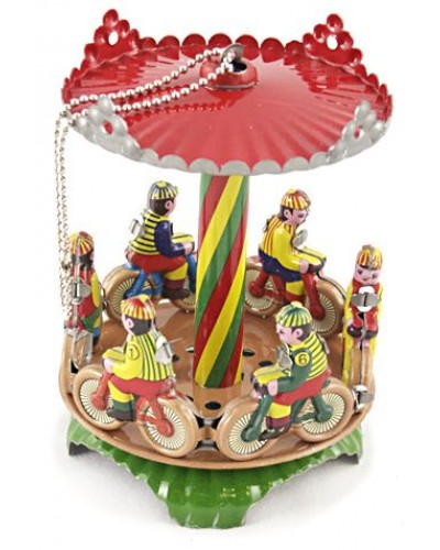 Bicycle Carousel Christmas Ornament Tin Toy