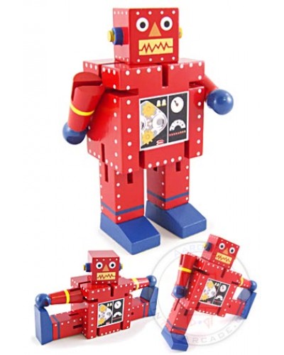 Rocky Red Robot Wood Posable Large