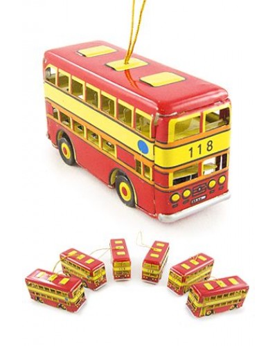 Double Decker Bus Ornament Set of 6
