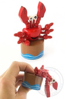 Curtis the Crab Wood Thumb Puppet