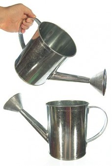 Silver Tin Watering Can Vintage Pail