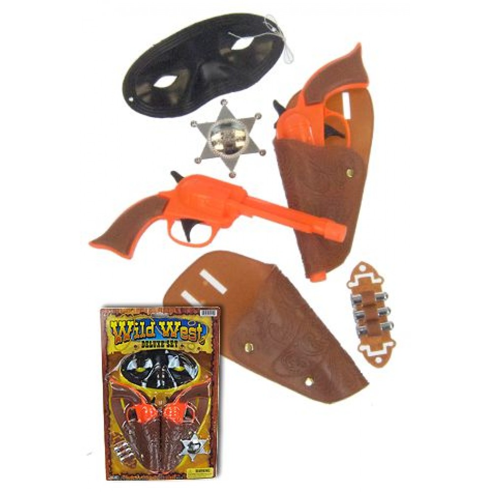 Economy Wild West Cowboy 2 Gun Play Set w/ Accessories 