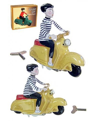 Scooter Girl Yellow and Stripes Wind Up