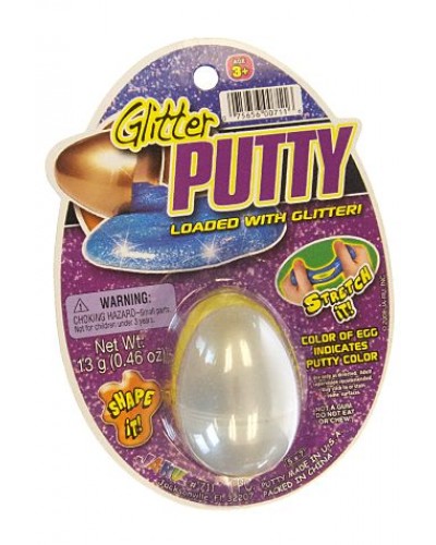 White Putty Silver Glitter in Toy Egg
