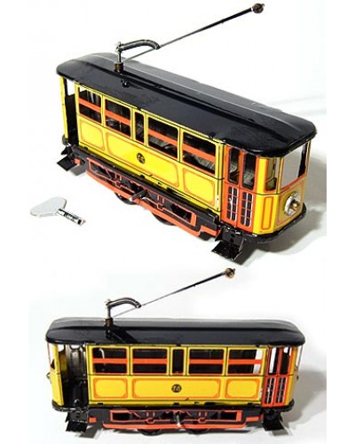 Yellow Electric Trolley Tin Toy
