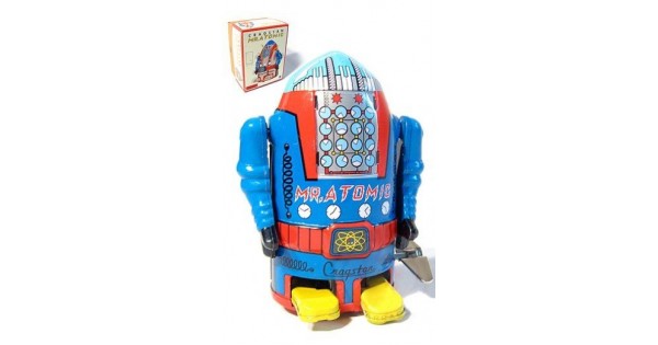 Atomic Robot Windup Tin Toy Silver Schylling Toys SALE-USA Seller Cragstan Mr 